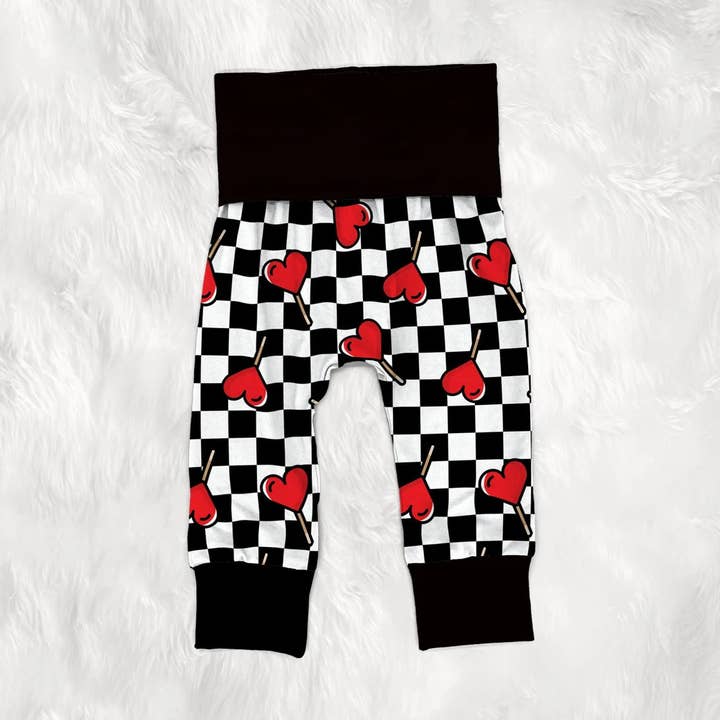 Valentines Day Checkered Heart Joggers for wholesale by Tiny toes Baby Co