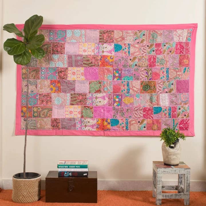 GYPSY STUDIO - Venta al por mayor Tapices/telas - Colgante de Pared Vintage de Retazos Decoración de Pared Decorativa Toran0