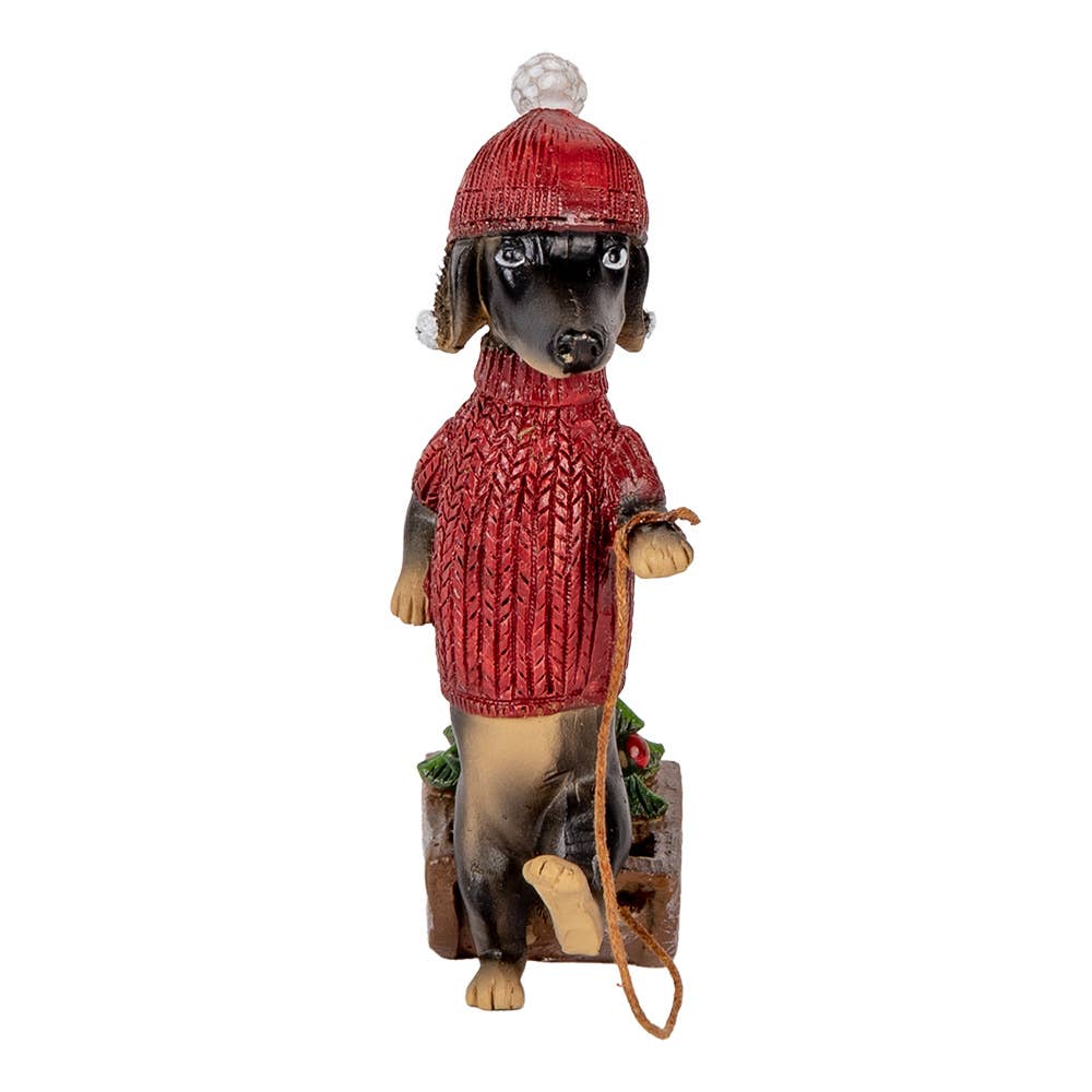 Clayre & Eef – Großhandel Dekofigur – Weihnachtsdekoration Figur Hund Dackel 8x4x131