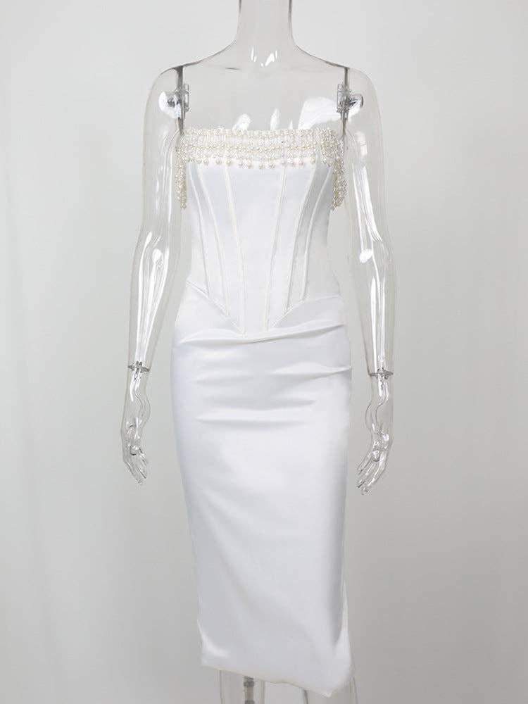 Marayn - Vendita all'ingrosso Vestito - Donna - Abito Senza Maniche Elegante e Sexy con Perle  Caldo13