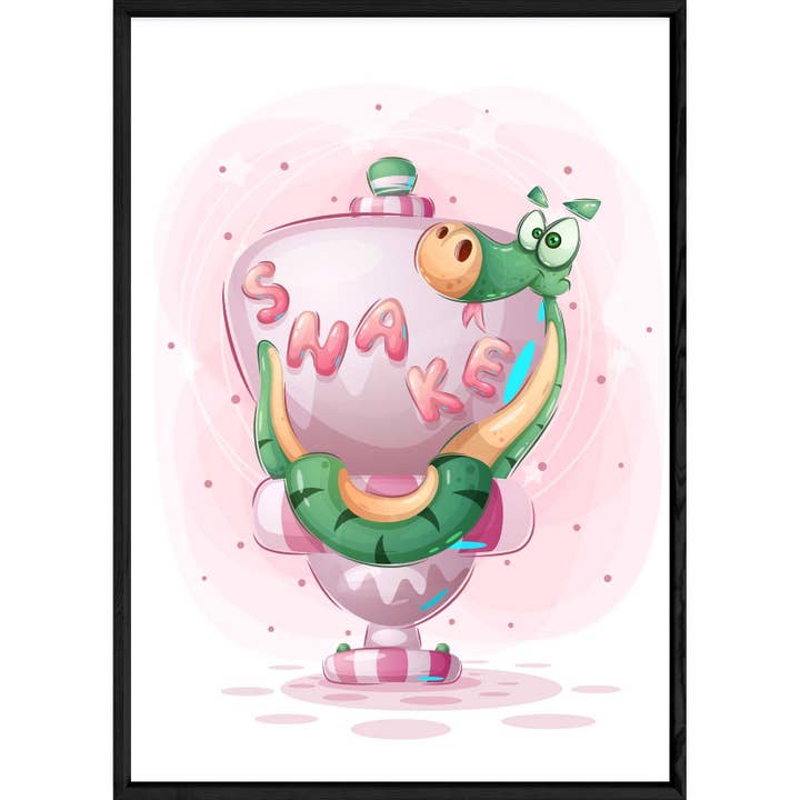 Tableau animal serpent – 23x32 – Cadre en bois et en verre pour la vente par ELISE ET LOUISE