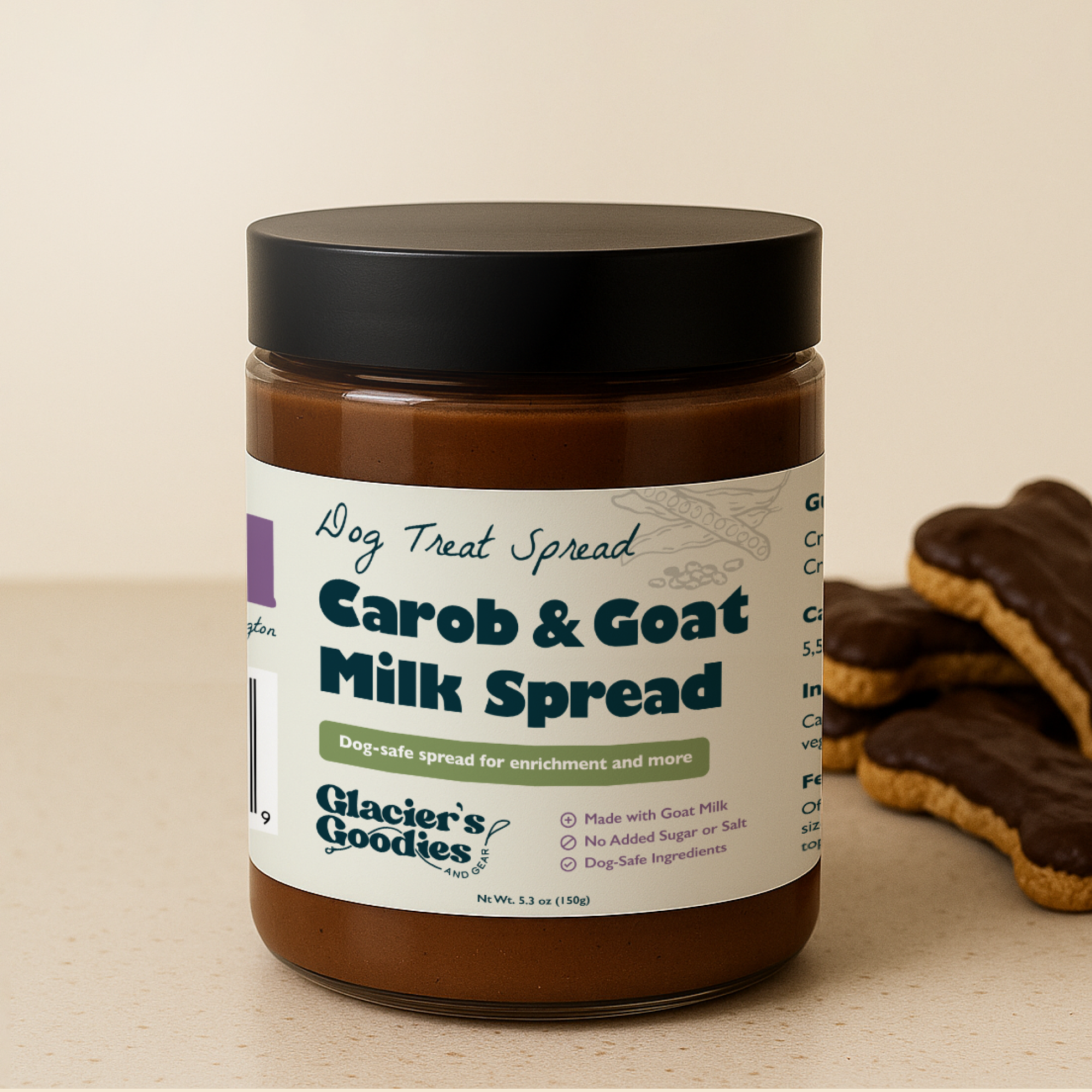 Glacier's Goodies - Wholesale Pet Treats - Dog - Carob + Goat Milk Spread (first-of-its-kind)1