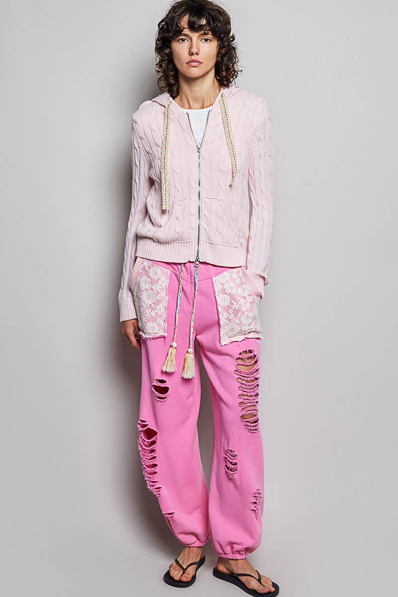 Pol Clothing - Wholesale Hoodie - Women's - Full Sleeve Solid Acrylic Sweater Hoodie Zip Up Knit Top4