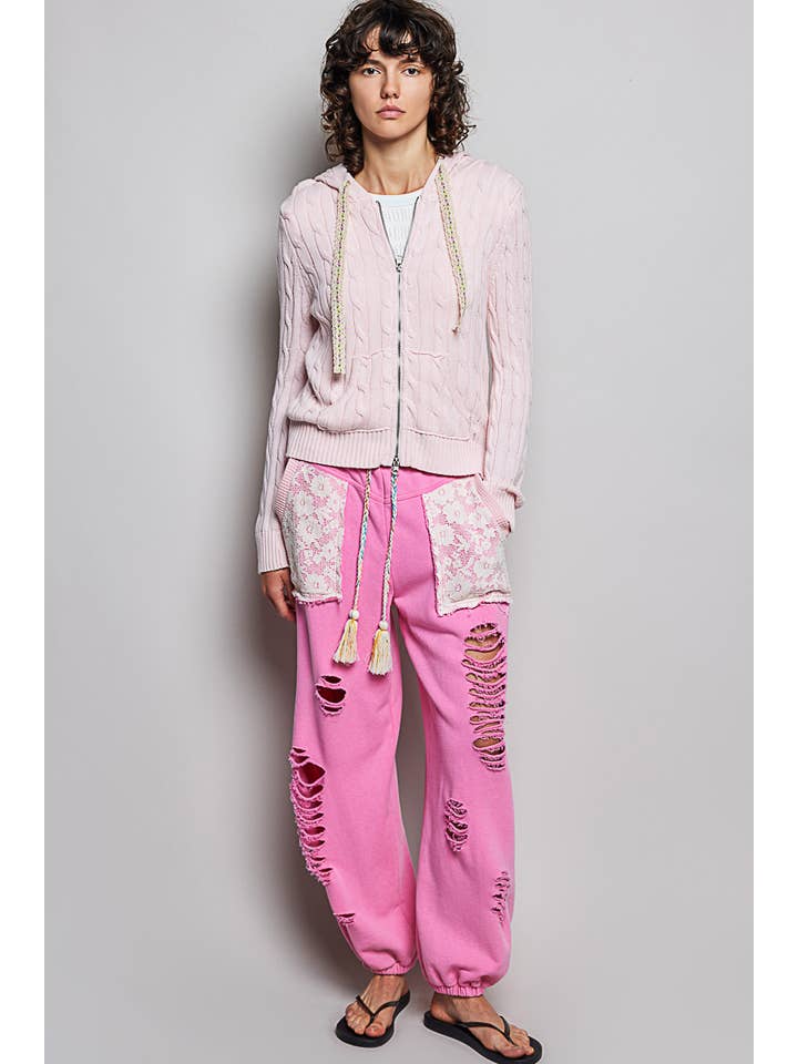 Pol Clothing - Wholesale Hoodie - Women's - Full Sleeve Solid Acrylic Sweater Hoodie Zip Up Knit Top4