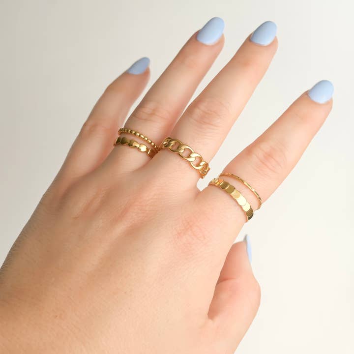 Blueyejewelry - Wholesale Band/stacked ring - Dainty Gold Rings - Waterproof 18k Gold Stackable Rings9