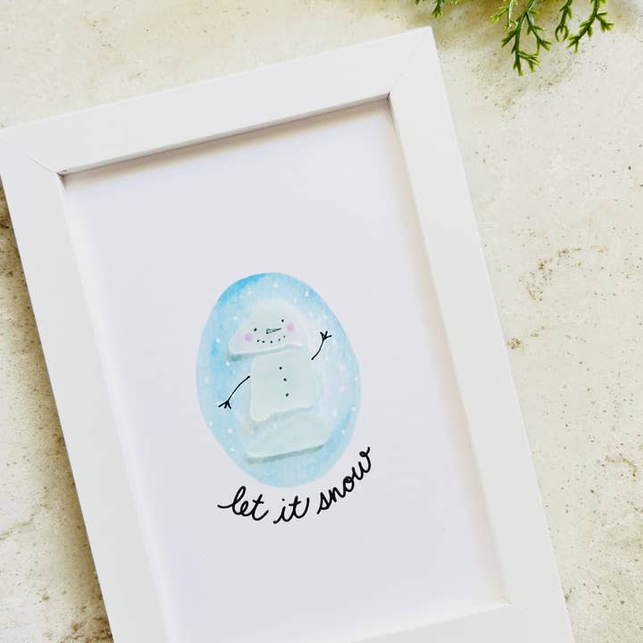 Sook & Hook - Wholesale Christmas Wall Art - Let it Snow Snowman Sea Glass Art1