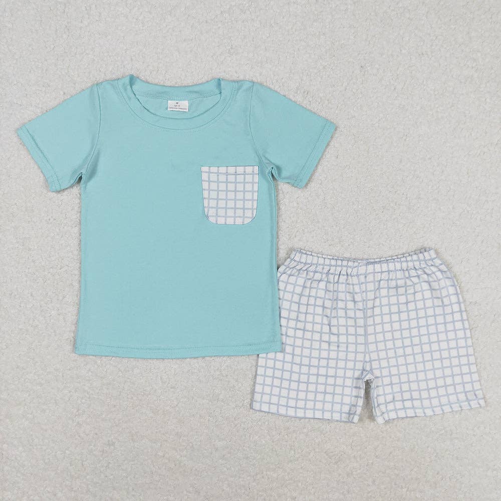 Aier Wholesale - Wholesale Top & Short Set - Kids - Sibling Baby Boys Cotton Pocket Top Shorts Outfits Sets0