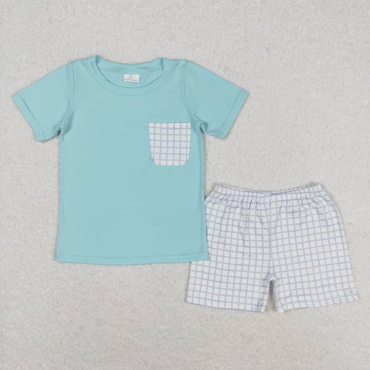 Aier Wholesale - Wholesale Top & Short Set - Kids - Sibling Baby Boys Cotton Pocket Top Shorts Outfits Sets