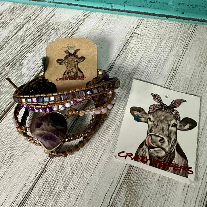 Crazy Heifers Wholesale - Wholesale Jewelry Set - 5-Strand Heart Wrap Bracelets