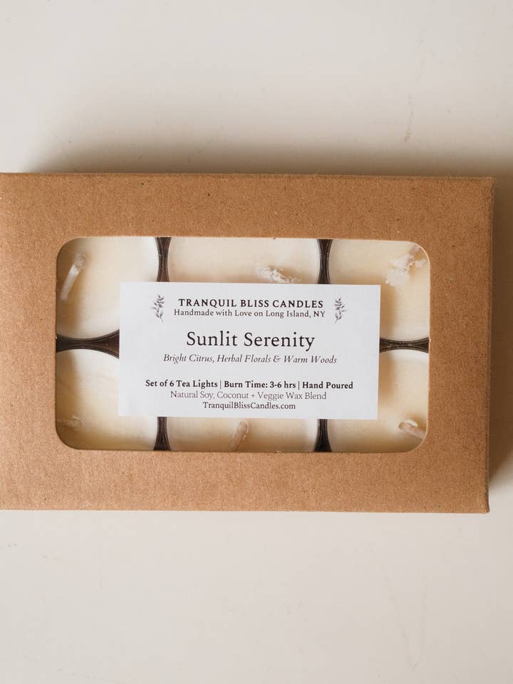 Sunlit Serenity Tealights for wholesale by Tranquil Bliss Candles