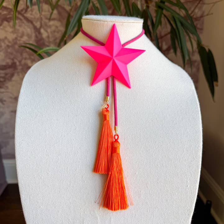 Lone Star Bolo Neon Pink with Fuchsia & Orange for wholesale by Rahya Jewelry Design