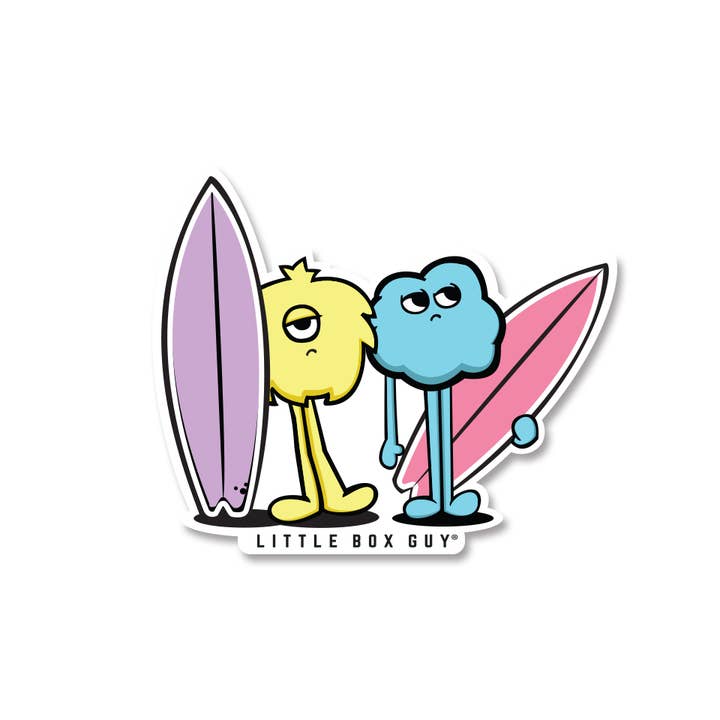 To dudes klistermærke for engroshandel hos Little Box Guy®