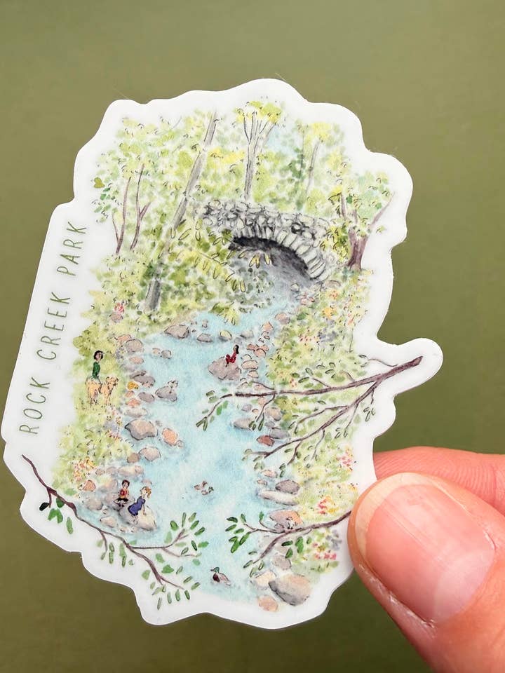 Rock Creek park sticker Washington DC watercolor art for wholesale by Alexandra Schmeling Fine Art