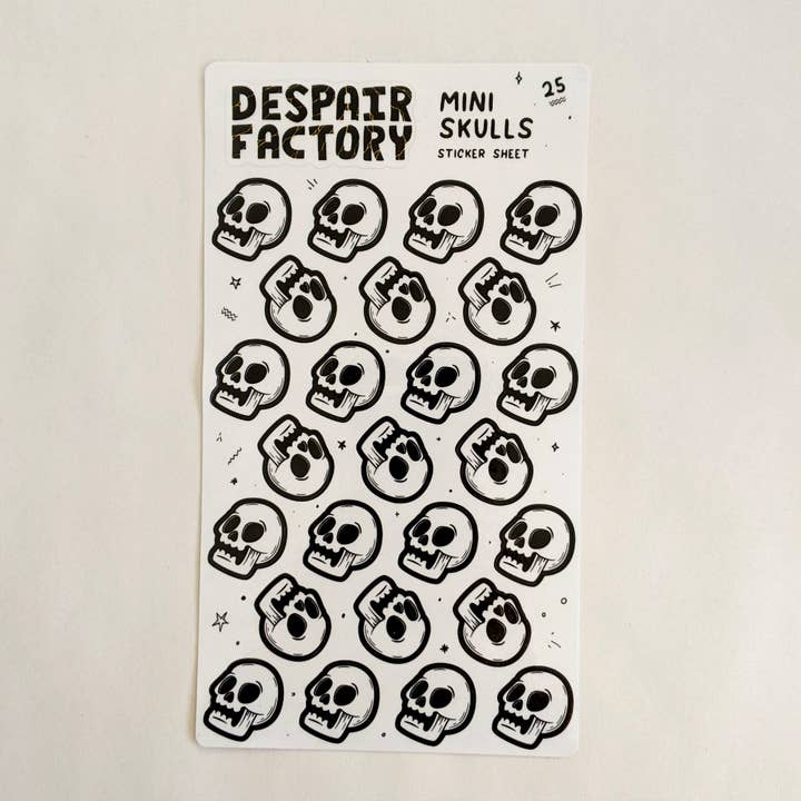 Mini Skulls - Handmade Vinyl Sticker Sheet for wholesale by Despair Factory