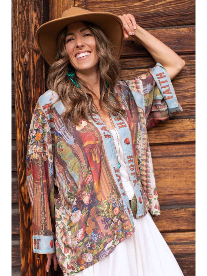 Market of Stars (Worldwide) - Vente Kimono – femme - Kimono court Love Language Pixie Duster avec Faith, Hope2
