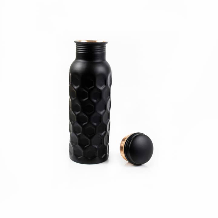 El'Cobre - Wholesale Water Bottle - Black Diamond Hammered Copper Water Bottle - 700ML