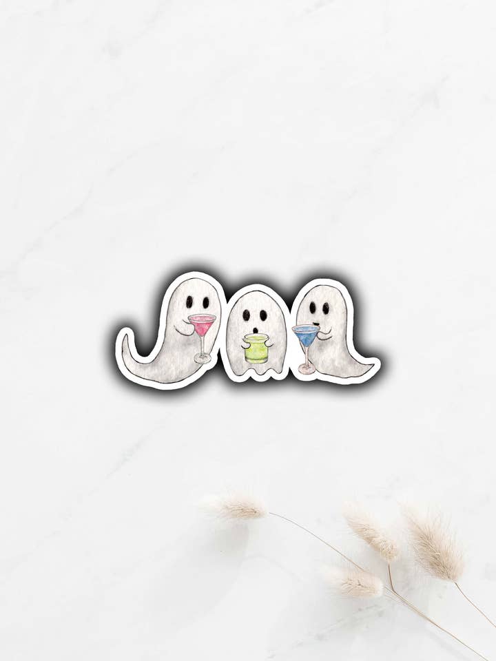 Autocollant Boozy Boos, autocollant fantôme d'Halloween pour la vente par Tammy Speed Design