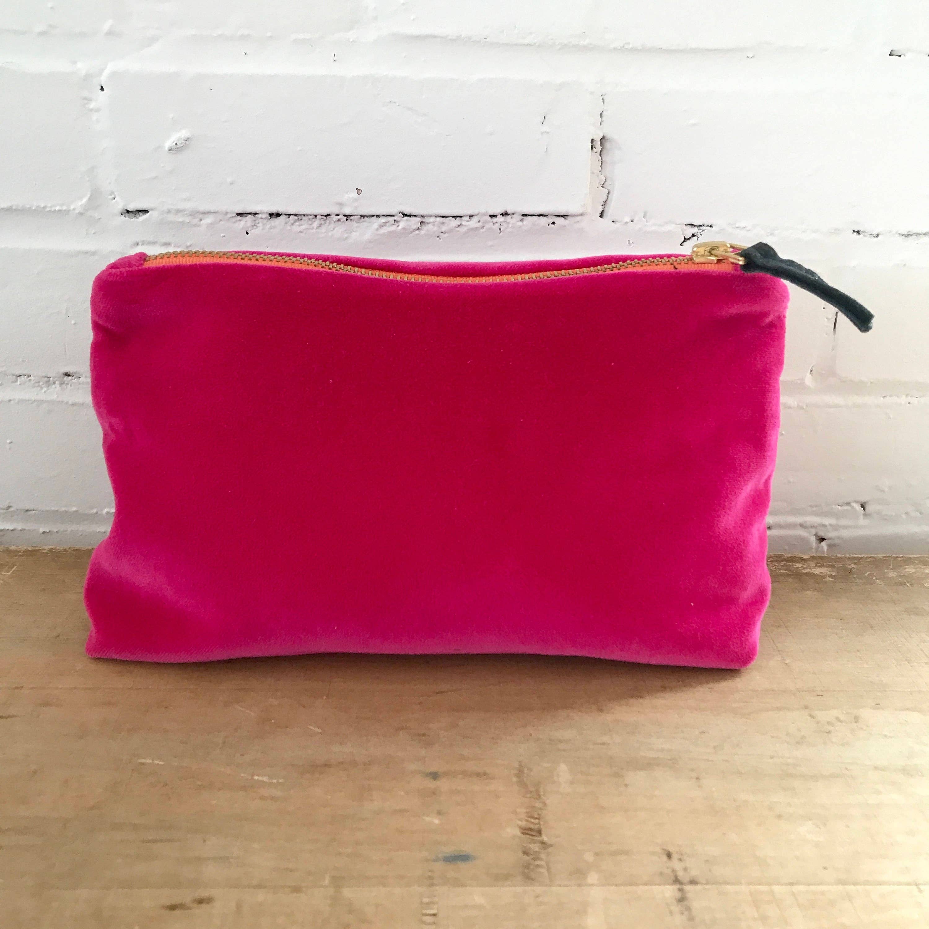 Erin Flett - Wholesale Clutch Bag - Women's - Berry Velvet Zipper Bag2