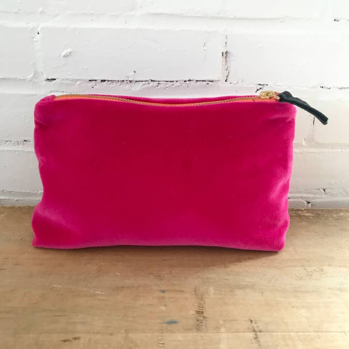 Erin Flett - Wholesale Clutch Bag - Women's - Berry Velvet Zipper Bag2