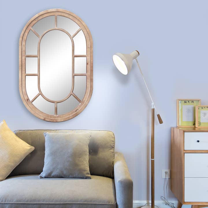 Antique Oval Windowpane Mirror for wholesale by Paris Loft Inc