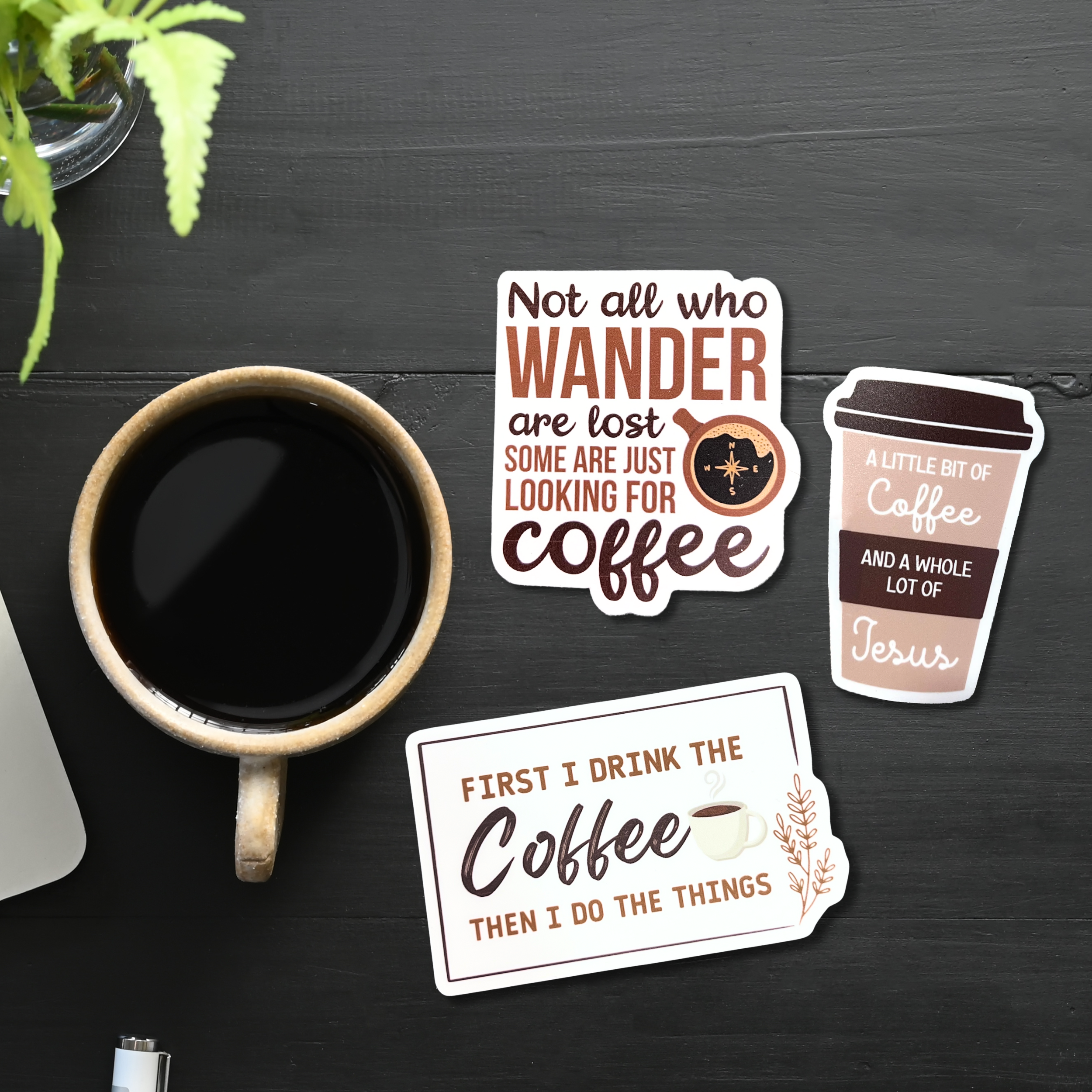 Little Traveling Llama - Wholesale Sticker - Coffee Lover Set of 3 Waterproof Coffee Stickers 1