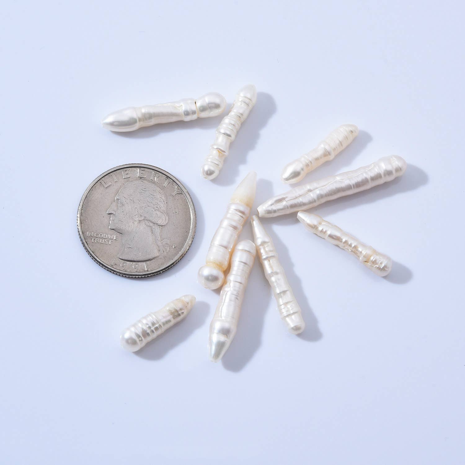 Beads Creation - Wholesale Beads - Top to Bottom Drill Pearl Bead Toothpick Pillar Pearl FWP0115