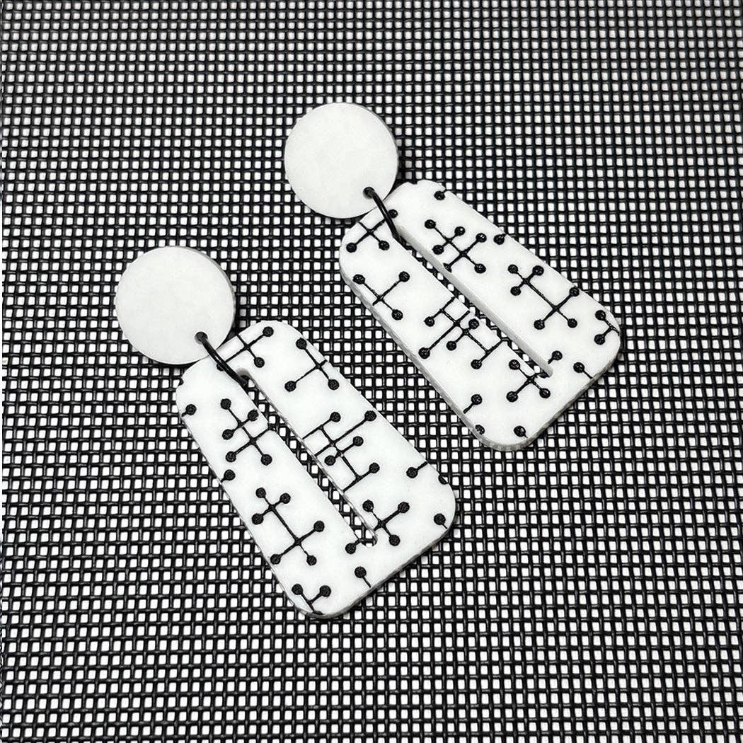 Audacious Studio - Wholesale Dangle Earrings - Large Eames Inspired Trapezoid Post Earrings in White1