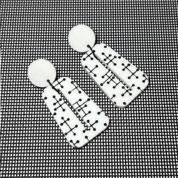 Audacious Studio - Wholesale Dangle Earrings - Large Eames Inspired Trapezoid Post Earrings in White1