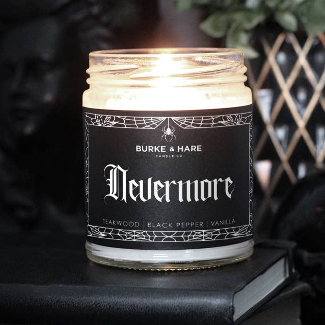 Burke & Hare Co - Wholesale Jar/Filled Candle - Edgar Allan Poe Candle - Nevermore - Teakwood - Gothic Gift2