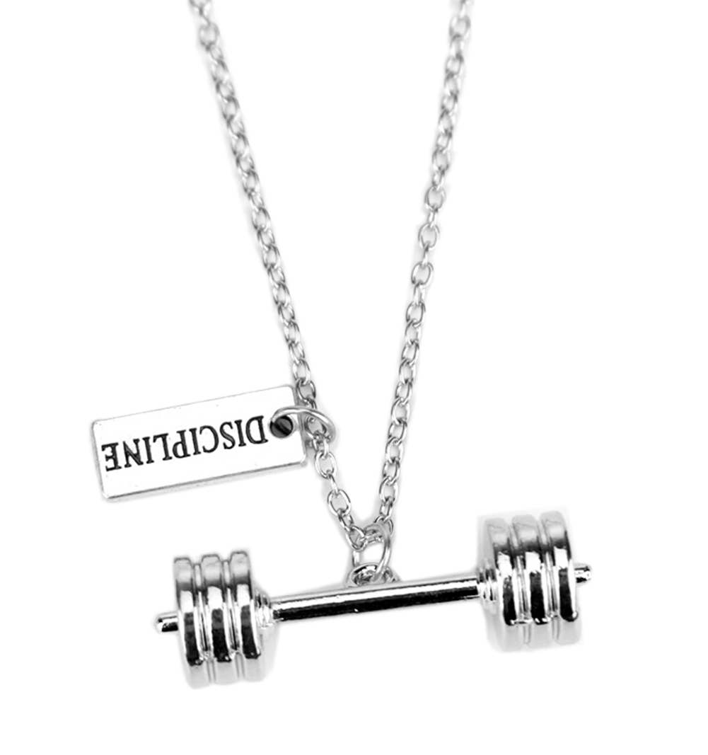 Fennco Styles – Engroshandel Halskæde med vedhæng – Discipline Dumbbell Fitness sølv vedhæng halskæde1