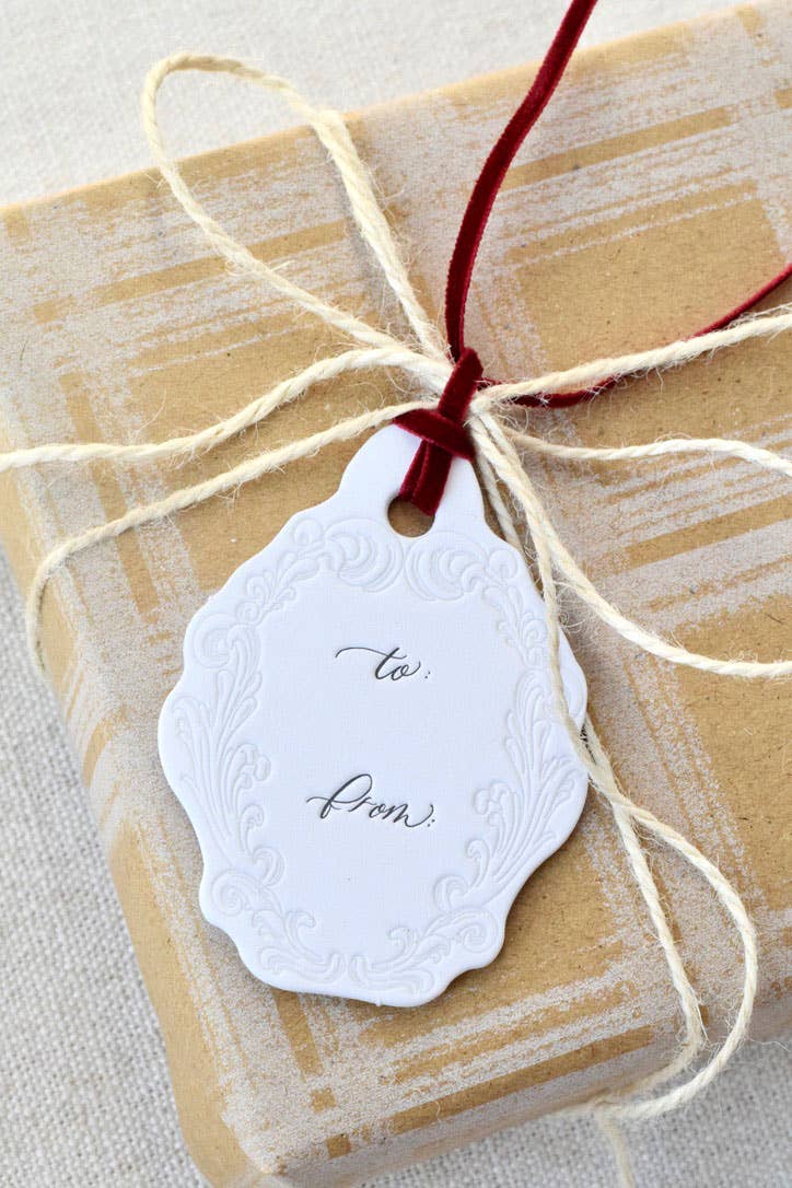 Michelle Renee Co. – Cartão de presente por atacado – Presente Tipografia Oval Etiquetas | Barroco Vintage Crest6