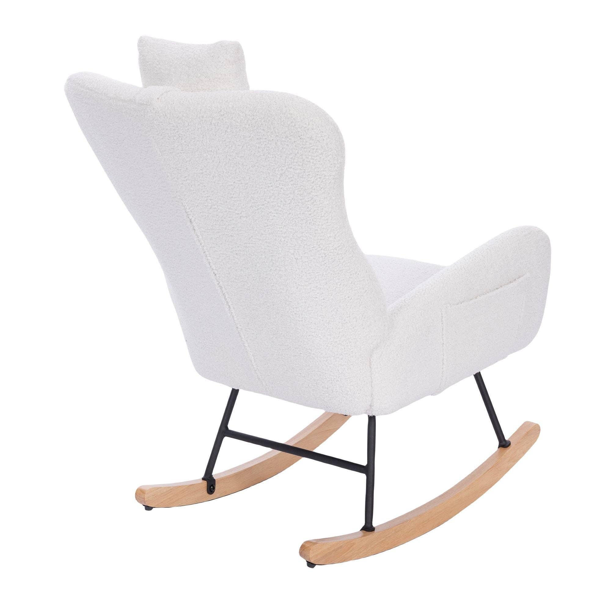 39F Inc. - Wholesale Rocking Chair - Teddy Upholstered Nursery Rocking Chair/White/Dark Grey5