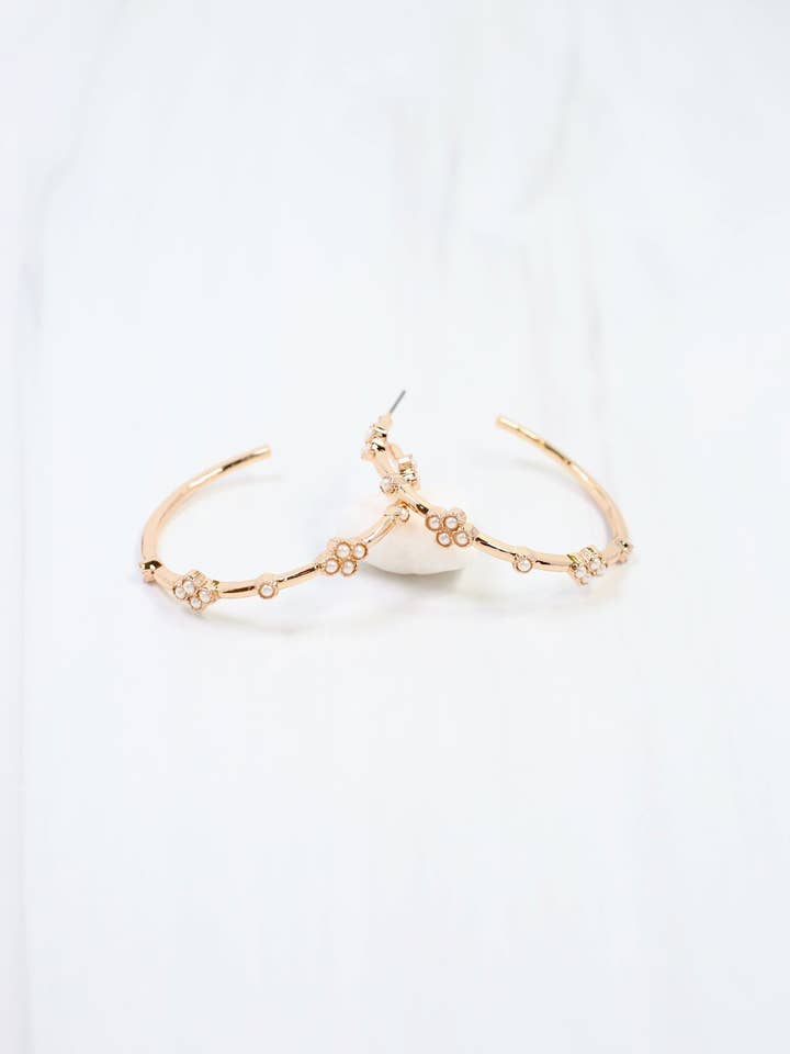 Stillwater Pearl Hoop Earring Gold for wholesale by Caroline Hill