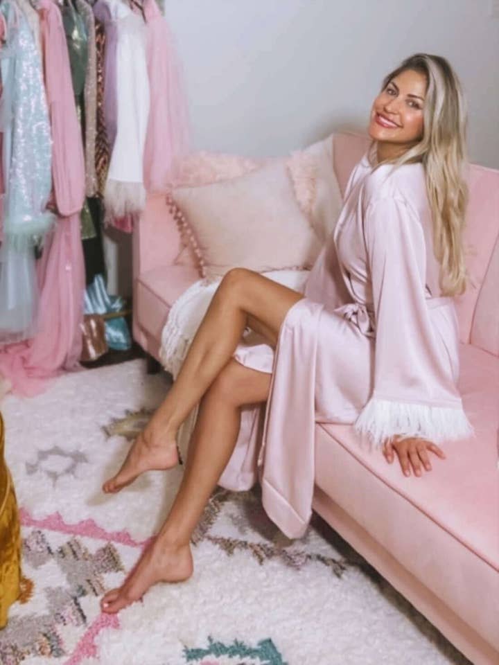 Pink Feather Bridal Robe for wholesale on Faire11