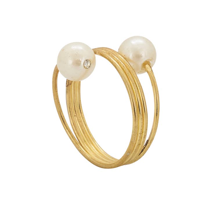 Fennco Styles - Wholesale Napkin ring - Ivory Pearl Gold Napkin Ring