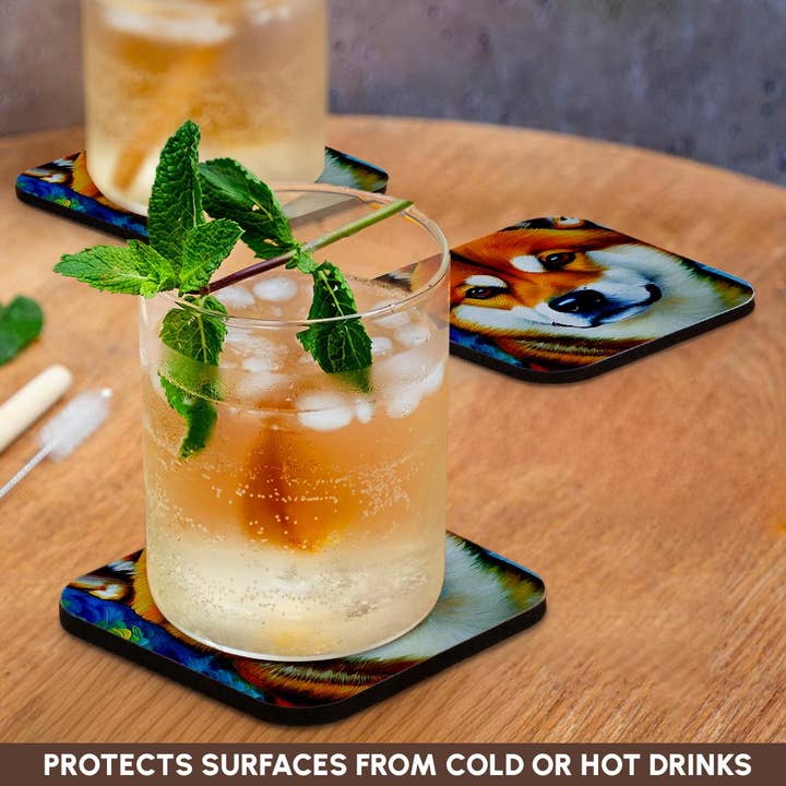 3dRose - Vendita all'ingrosso Sottobicchiere - 3dRose, Adorabile Ritratto di Cane Shiba Inu su Sfondo Blu. Regali Fantastici per la Famiglia, Fascino, Sottobicchiere9