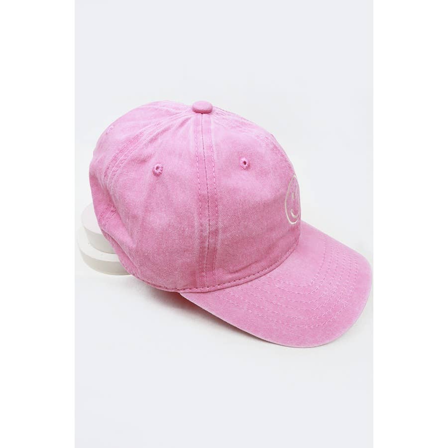 Love and Repeat - Wholesale Baseball Cap - Women's - Smile Face Embroidered Washed Baseball Cap2