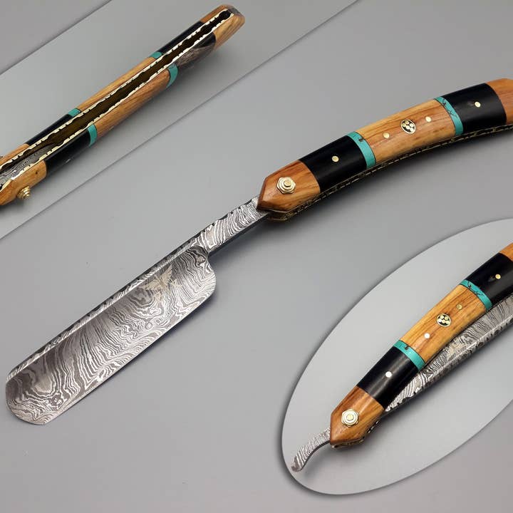 HomeTown Knives. - Wholesale Razor - HTK Damascus StraightRazor // Authentic Shave Experience