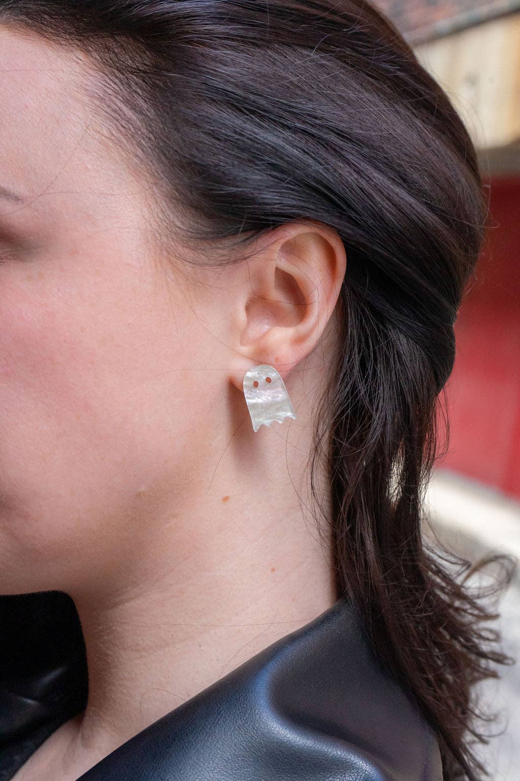 Spiffy & Splendid - Wholesale Stud/Post Earrings - Ghost Studs - White Shimmer // Jewelry, Earrings, Halloween1