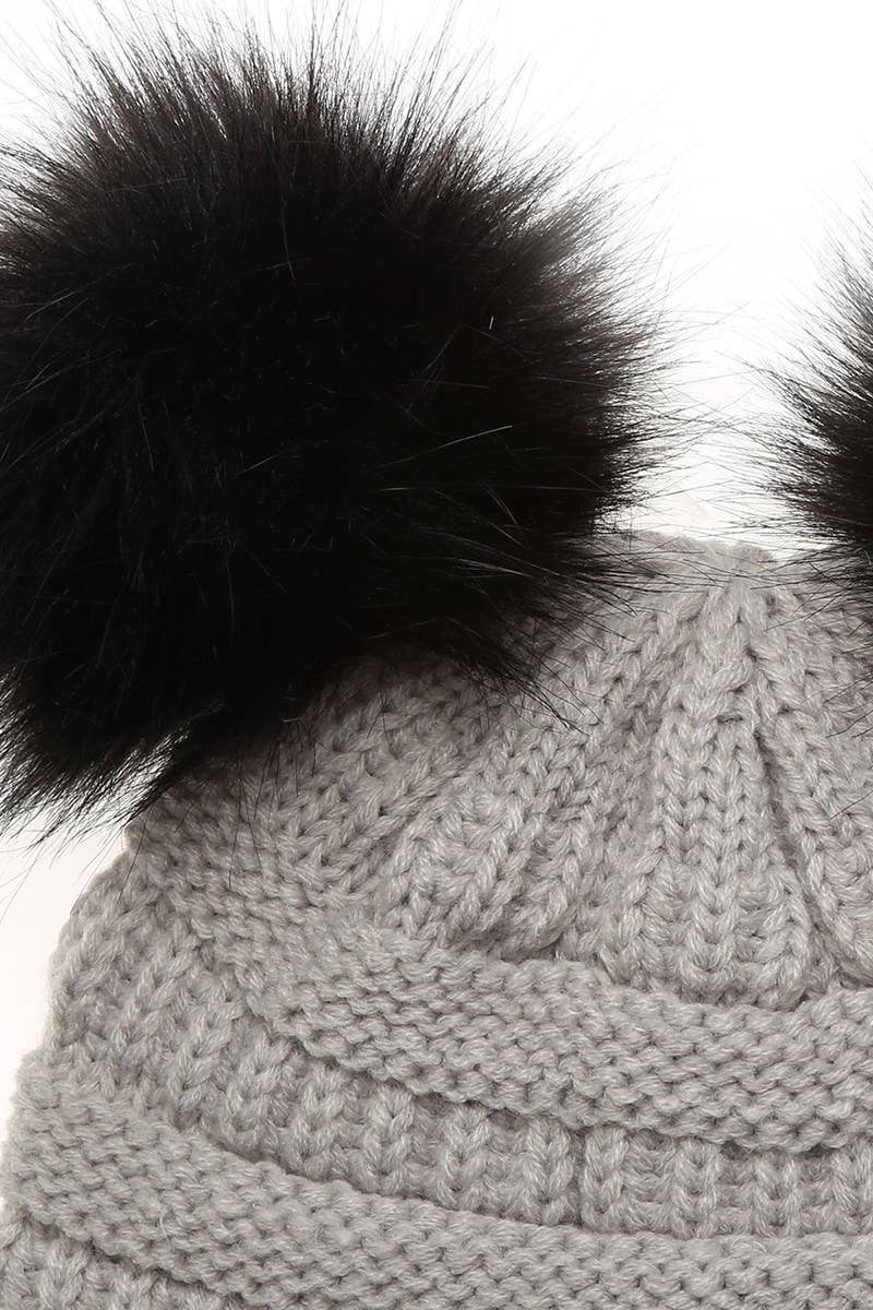 Fashion City - Vendita all'ingrosso Berretto - Bambini - Berretto invernale per bambini con doppio pompon14