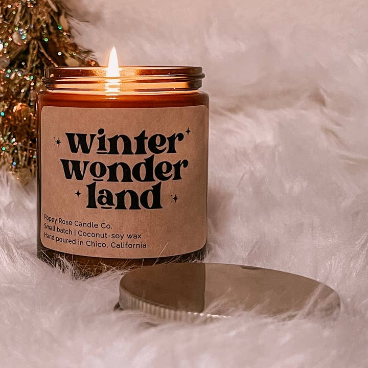 Winter Wonderland- Holiday Christmas Candle for wholesale by Poppy Rose Candle Co.