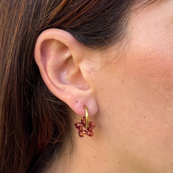 Mini Tiaré Copper Creoles for wholesale by Les Nicolettes