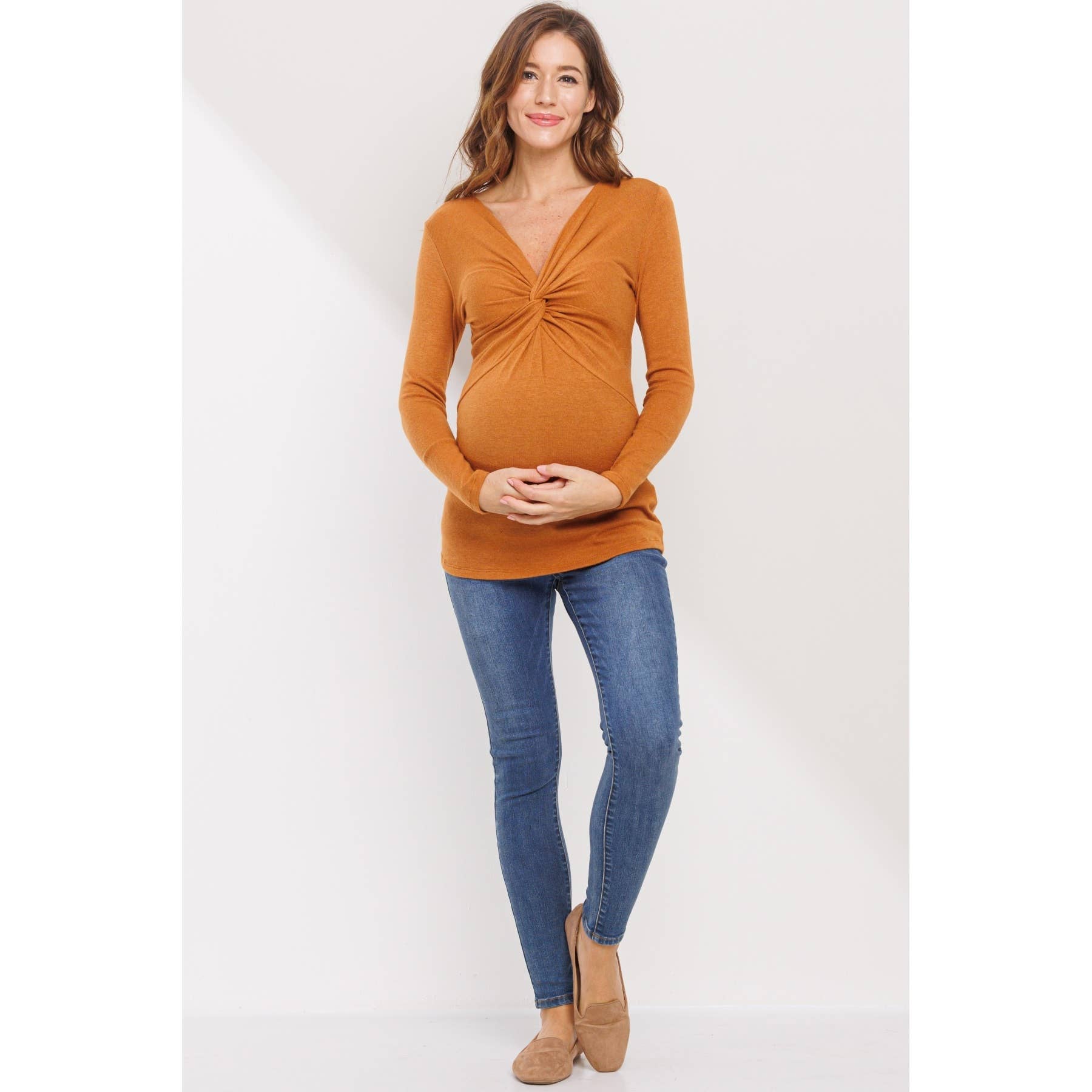 Hello Miz – Top - Maternidade por atacado – Top de Amamentação de Manga Comprida com Torção Frontal12