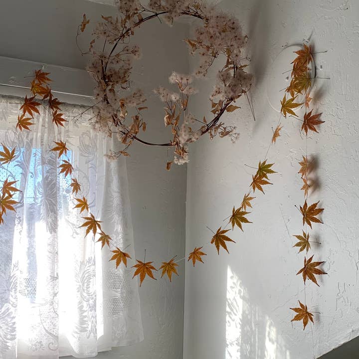 Twig and Snip - Wholesale Bunting/Garland - Dried Mini Japanese Maple Leaf Garland - Reds and Browns7