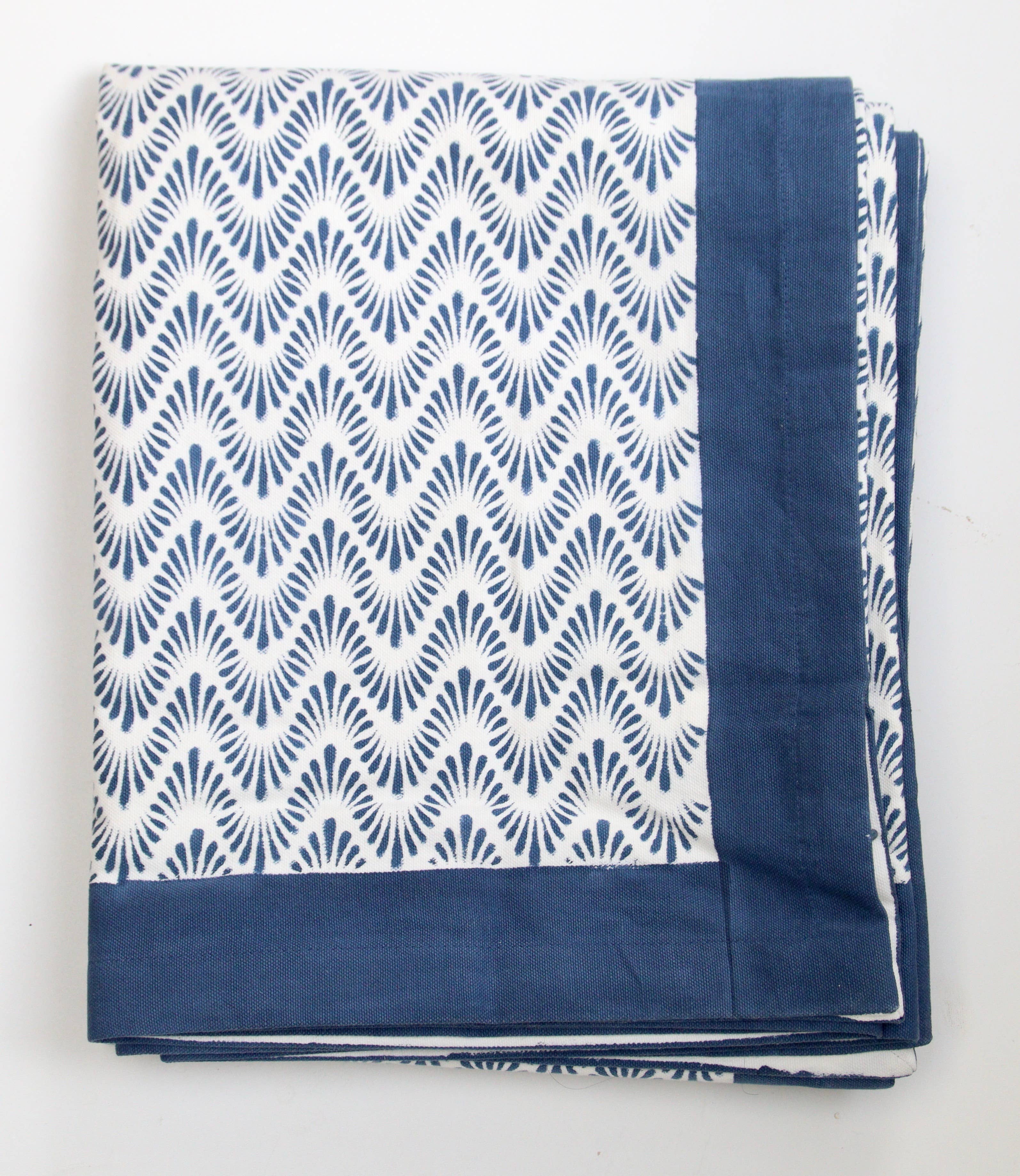 Rozablue - Wholesale Tablecloth - Handblockprinted Tablecover | Waves Blue1