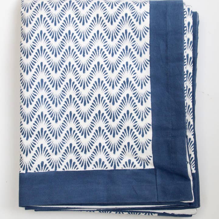 Rozablue - Wholesale Tablecloth - Handblockprinted Tablecover | Waves Blue1