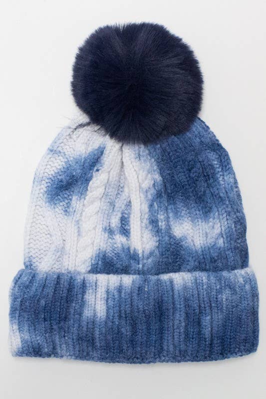 Suzie Q USA - Wholesale Beanie - Women's - Tie Dye Knitted Fur Pom Beanie7
