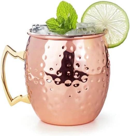J&V TEXTILES - Wholesale Cocktail/Liquor Glass - 16 oz. Hammered Copper Moscow Mule Mug (Set of 4)2