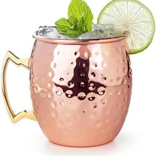 J&V TEXTILES - Wholesale Cocktail/Liquor Glass - 16 oz. Hammered Copper Moscow Mule Mug (Set of 4)2