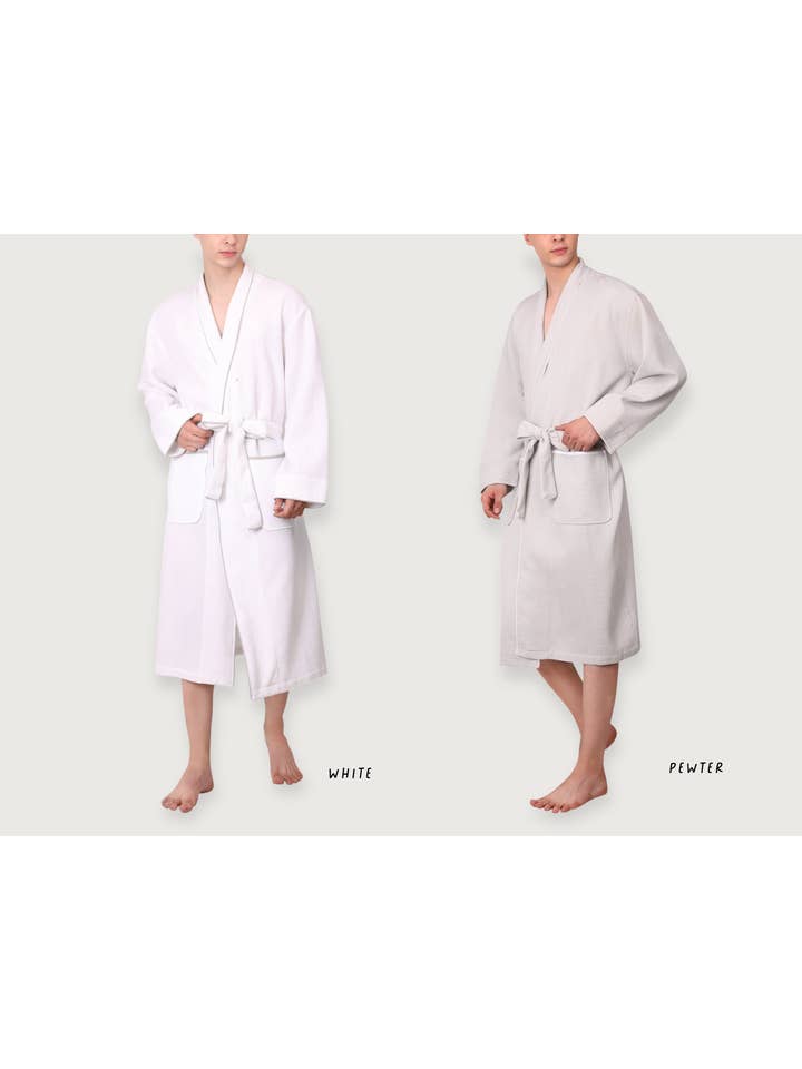 Viverano Organics - Vente Peignoir – homme - Peignoir de spa et de bain en tissu gaufré biologique pour hommes (2 couleurs)13